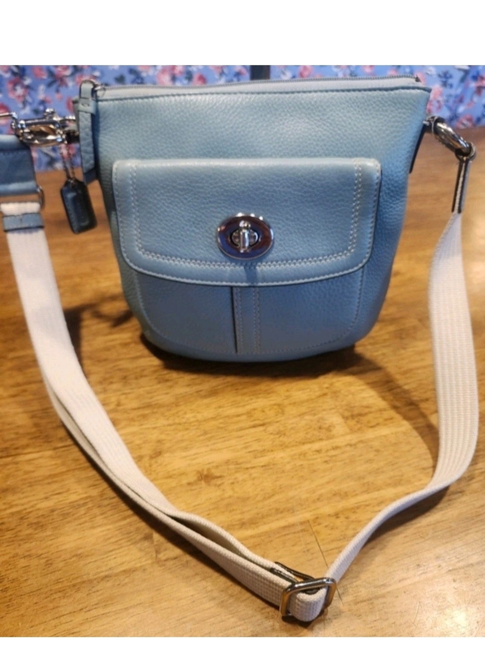 Light Blue Leather Crossbody Bag by Coach